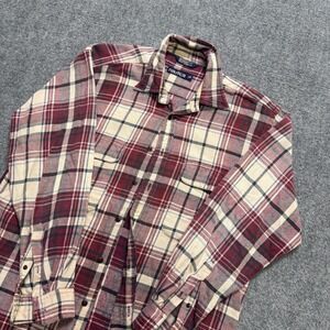Nautica Dress Shirt Men's Large Plaid Button Up Cotton Casual Multi-Colored
